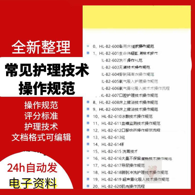 常见护理技术操作规范sop流程图仪器住院护士培训评分标准表范本