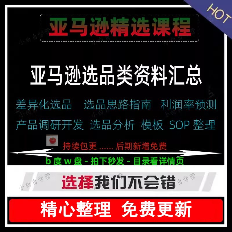 亚马逊选品资料思路指南利润率预测产品开发调研分析模板SOP整理