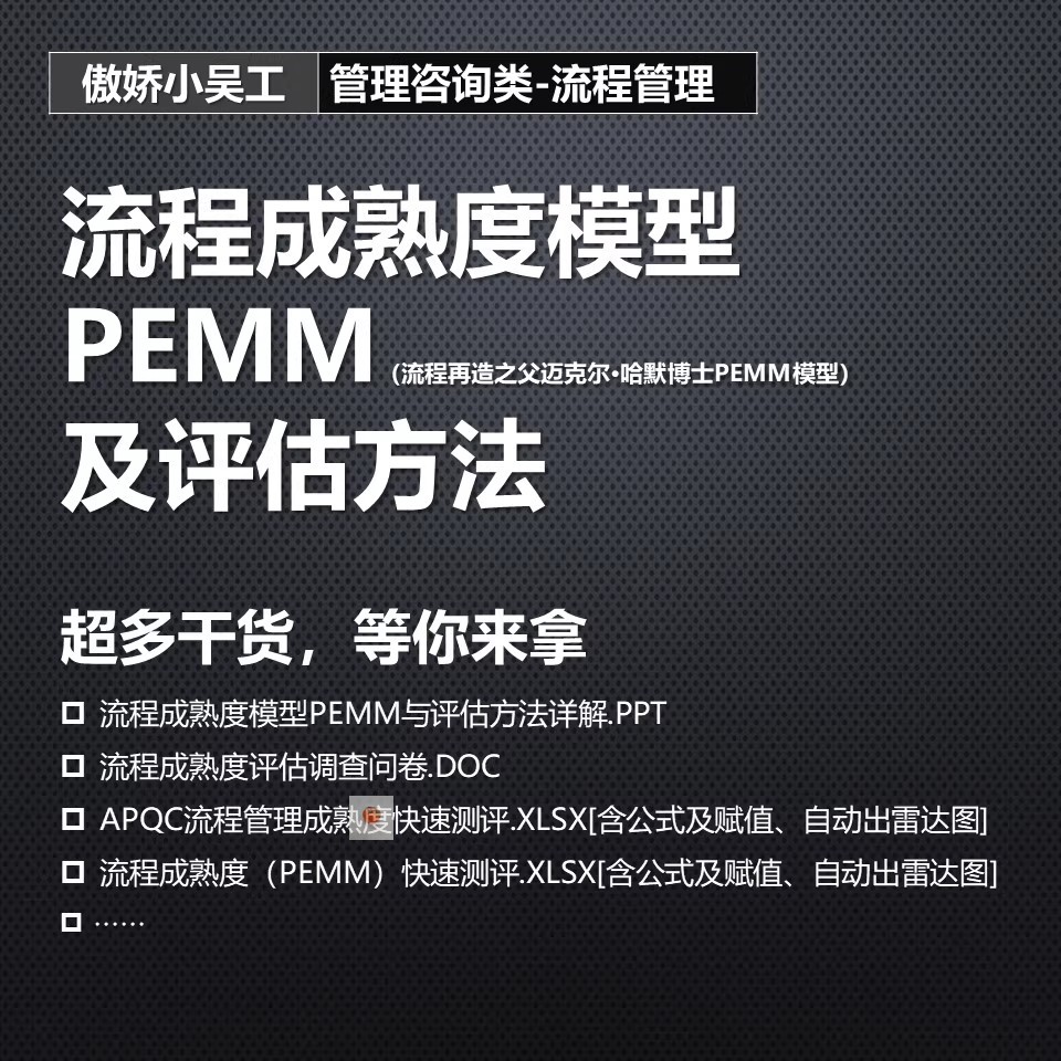 流程成熟度模型迈克尔哈默PEMM及业务流程成熟度评估方法详解工具