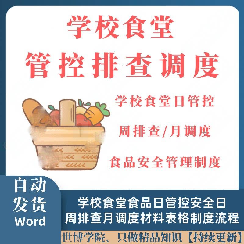食堂食品日管控日周排查月调度材料表格制度流程学校电子版
