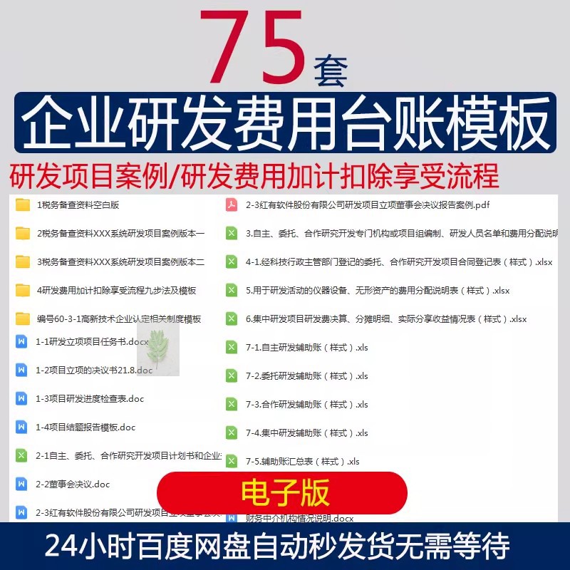 企业研发费用台账模板电子版研发投入核算财务管理制度案例