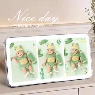 定制水晶相框摆台洗照片摆件婚纱照结婚照相册框宝宝照片打印挂墙