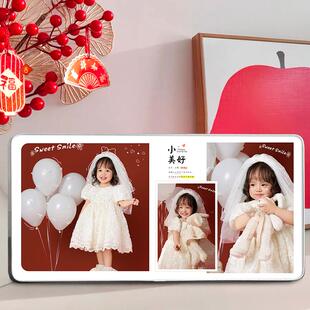 打印宝宝儿童照片定制加相框摆台全家福相片制作相册水晶摆件高级