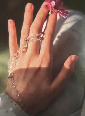 神隐赵露思阿音同款手链戒指一体式手环小众设计时尚甜美水晶手饰