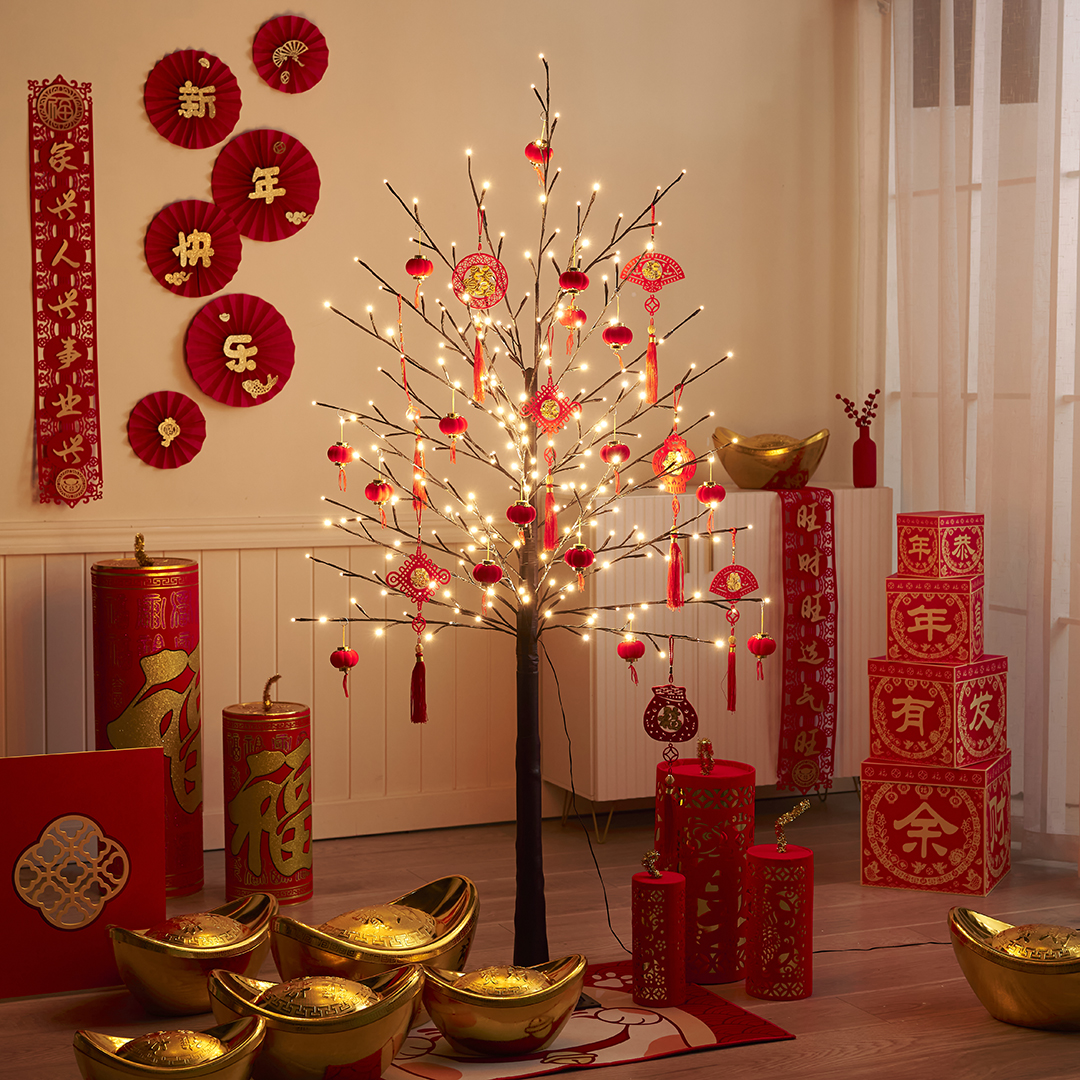 新年发财红包树灯发光摆件