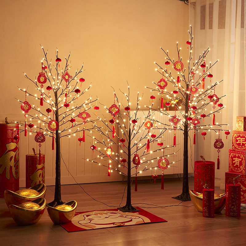 新年装饰品红包树灯商场元旦喜庆场景布置过年春节家用客厅摆件