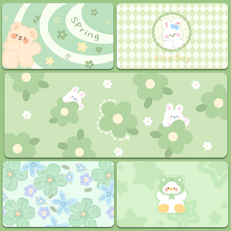 清新绿色鼠标垫超大可爱办公桌垫电脑键盘垫学生书桌垫子手腕垫女