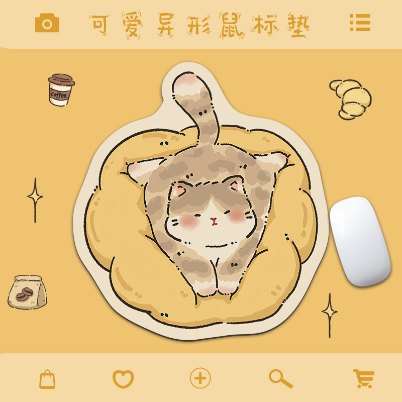 可爱猫咪鼠标垫子女生高颜值办公室小号滑鼠垫异形笔记本电脑桌垫
