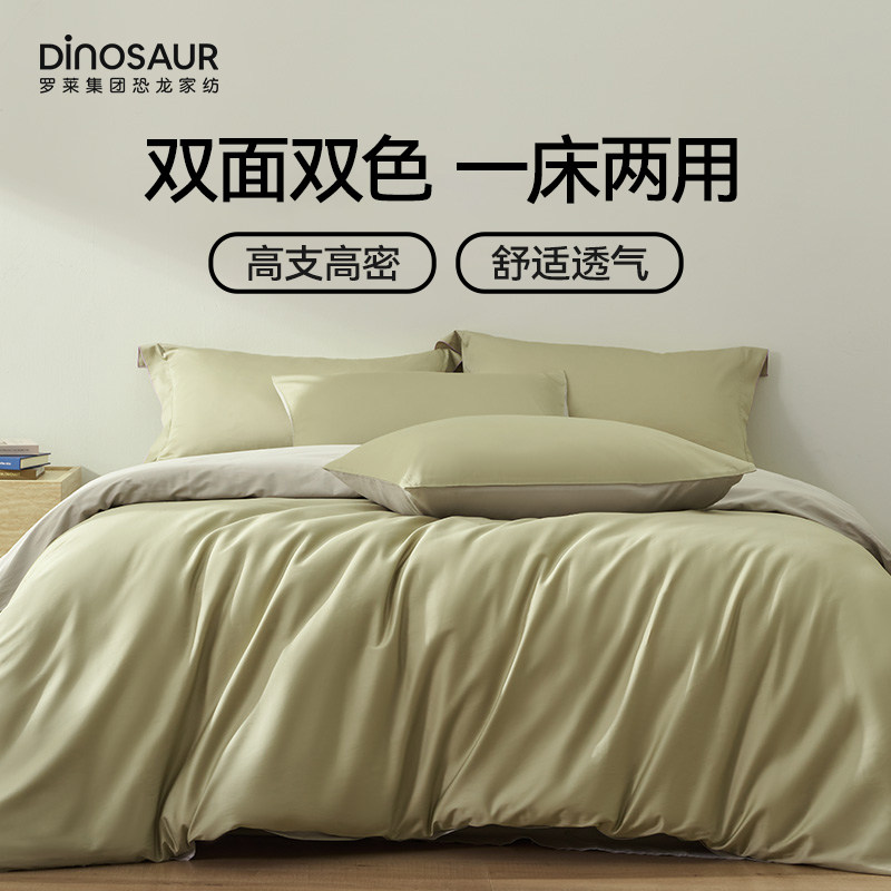 恐龙纯棉四件套简约AB面设计