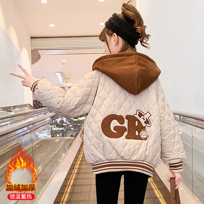 女童外套秋冬款加绒加厚棉衣