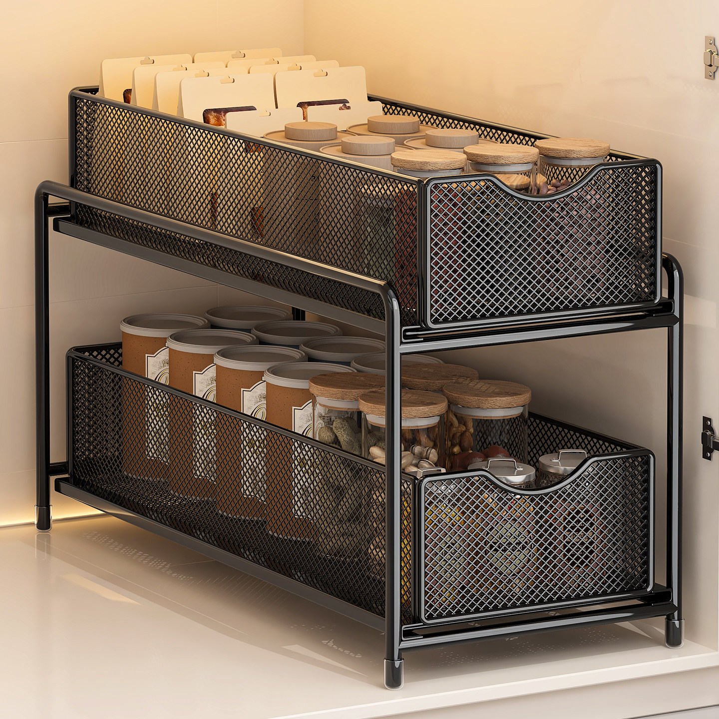 抽拉式置物架厨房橱柜内分层收纳架子下水槽窄款深柜夹缝抽屉拉篮,厨房/烹饪用具,厨房置物架/置物柜/角架,淘宝优惠券,粉丝福利购,淘宝优惠卷