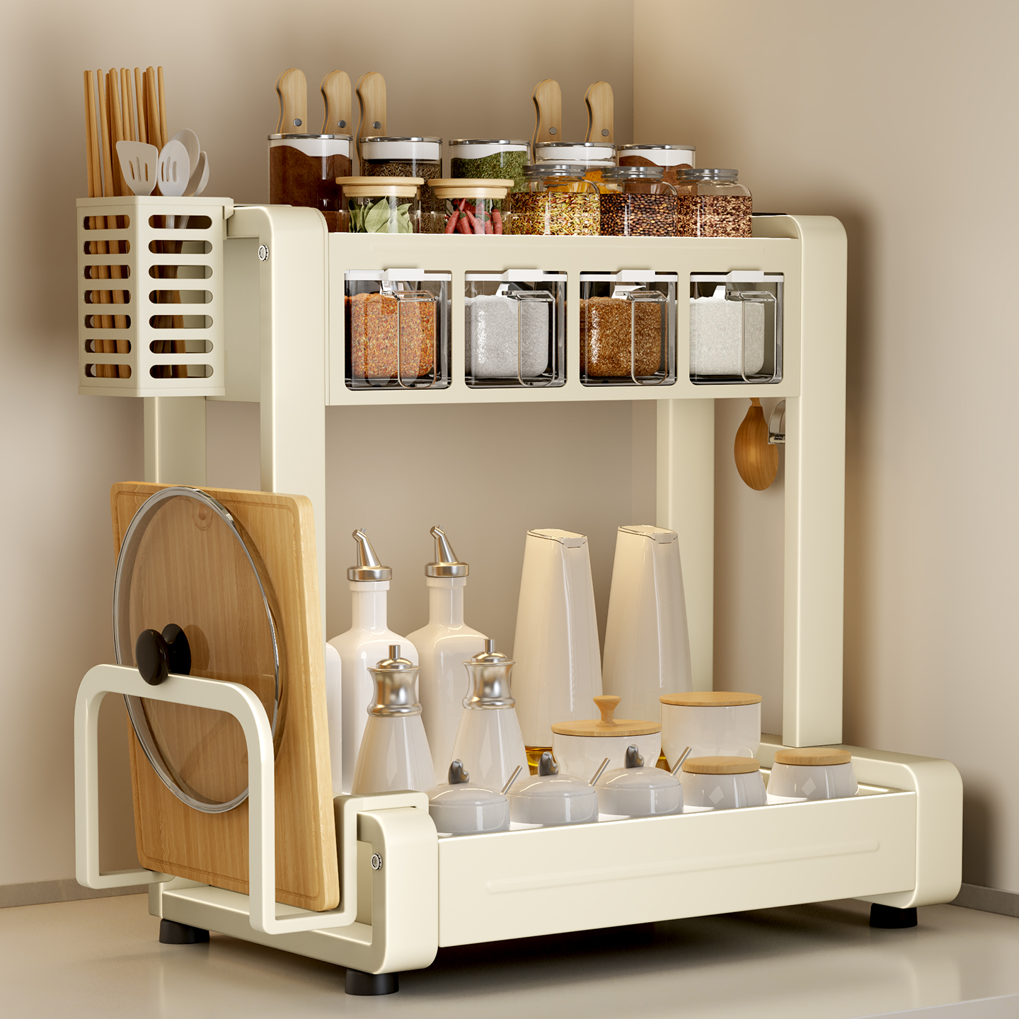 厨房调料品置物架家用多功能调味料收纳架台面筷子砧板架调料架子