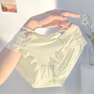 日系女士纯欲女内裤 棉裆 夏季 轻薄性感蕾丝速干甜美少女风三角短裤