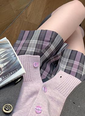 小原不圆 十二槿 灰紫配色jk格裙日系学院风