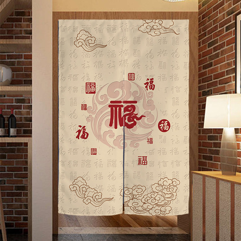 中式门帘中国风家用卧室挂帘厕所半帘装饰布帘入户玄关流苏隔断窗