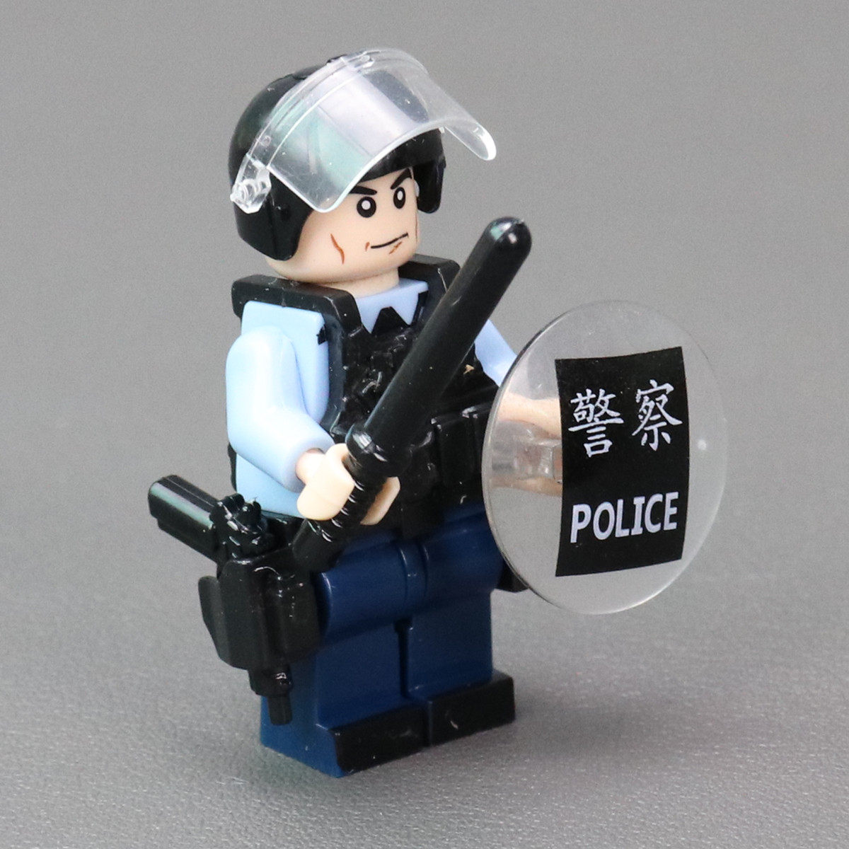 乐高第三方香港警察积木人仔玩具飞虎队ptu防暴特警拼装人偶模型
