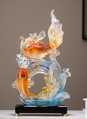 玄关屏风柜招财锦鲤鱼摆件家居饰品客厅旺宅电视柜酒柜工艺礼品摆