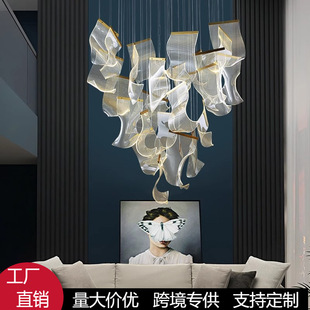 复式 楼大吊灯别墅客厅灯酒店大堂售楼部轻奢艺术大气楼梯间长吊灯