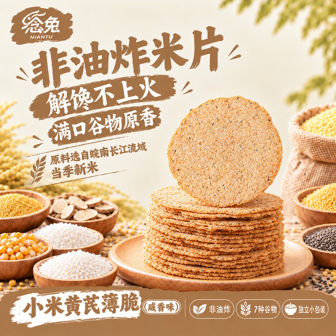 念兔小米黄芪锅巴追剧充饥解馋