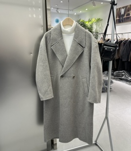 100%绵全羊毛轻奢混纺双面呢中长款大衣男士冬季潮流韩版呢子外套