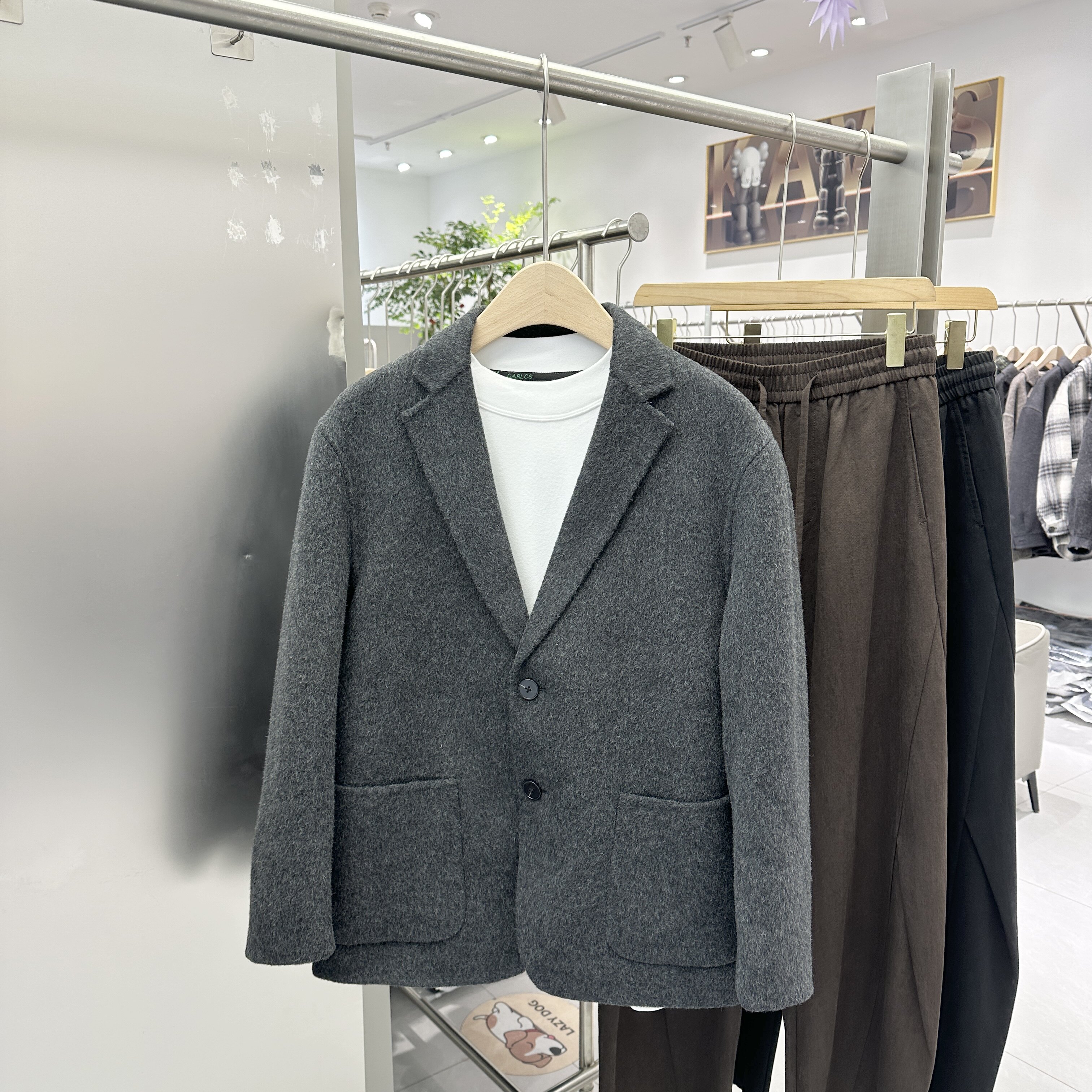 双面羊绒西装男士秋冬新品青年毛呢子商务休闲全羊毛修身小西装潮