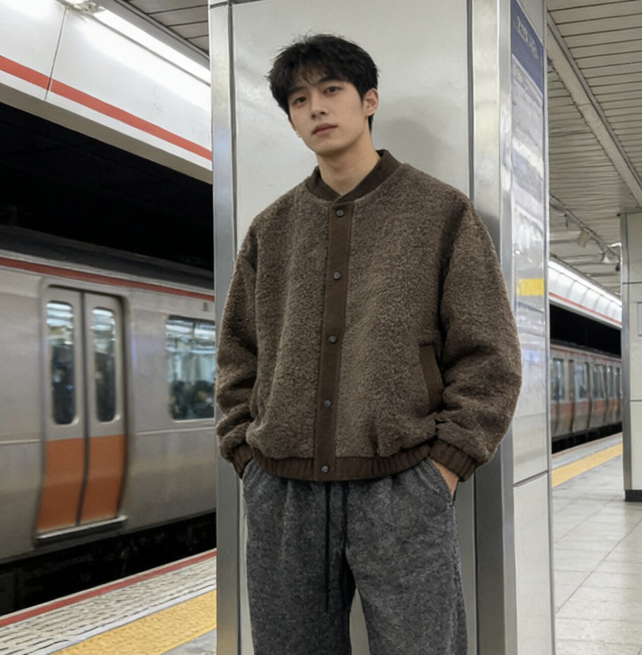 冬季羊毛外套男短款宽松休闲高级感毛呢冬装不臃肿潮牌高级感夹克