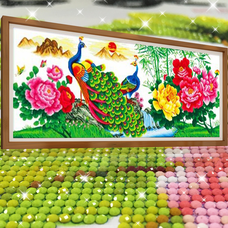 孔雀花开富贵2025新款5D水晶钻石画满钻点钻十字绣客厅砖石秀牡丹