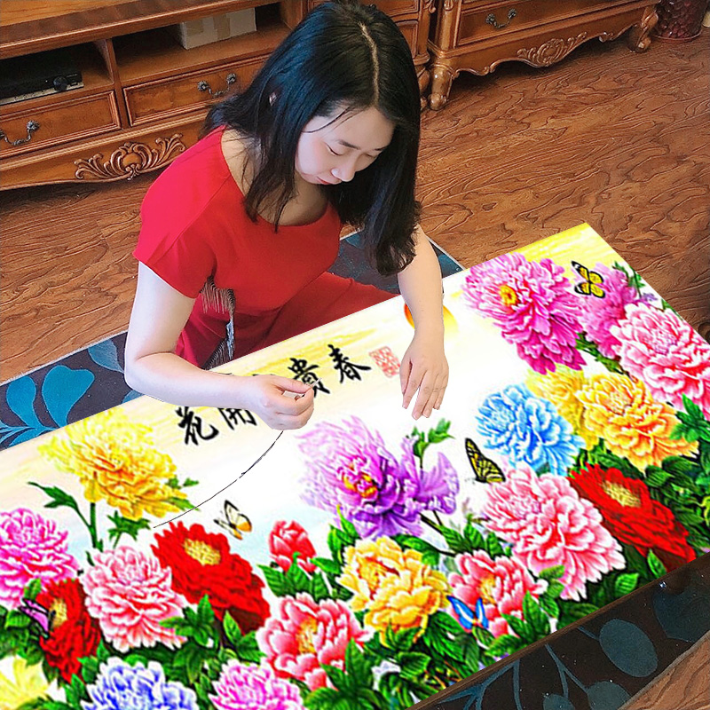 花开富贵客厅刺绣老街缘十字绣