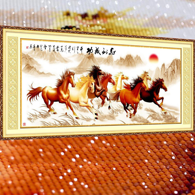 马到成功2026年新款5D水晶钻石画满钻点钻十字绣高级感客厅砖石秀,居家布艺,钻石绣,淘宝优惠券,粉丝福利购,淘宝优惠卷