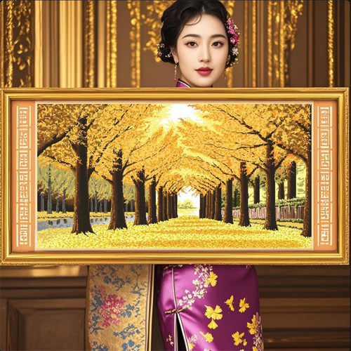 黄金满地客厅刺绣大气