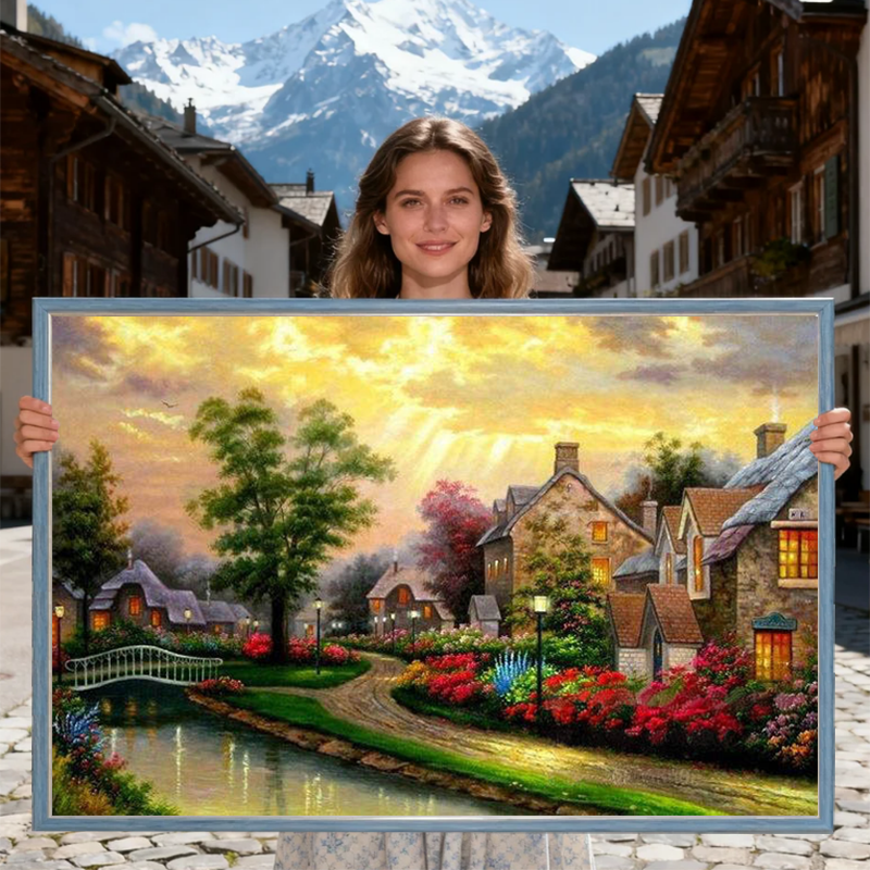 欧式油画风2026年新款自己手工刺绣高级感十字绣线绣满绣小幅客厅
