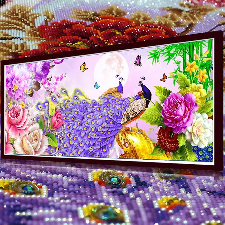孔雀开屏2025年新款5D水晶钻石画满钻贴钻十字绣客厅砖石秀牡丹花
