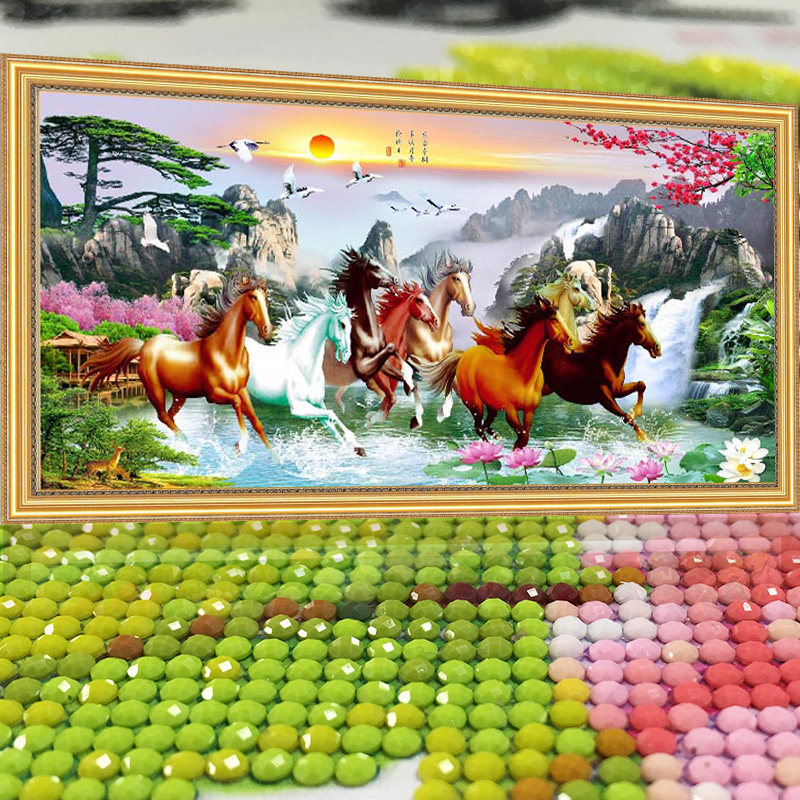 马到成功2026年新款5D水晶钻石画满钻点钻十字绣高级感客厅砖石秀,居家布艺,钻石绣,淘宝优惠券,粉丝福利购,淘宝优惠卷