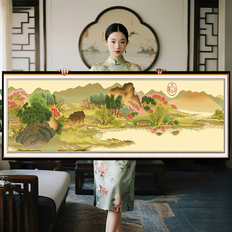 溪山春晓图2024新款自己手工刺绣