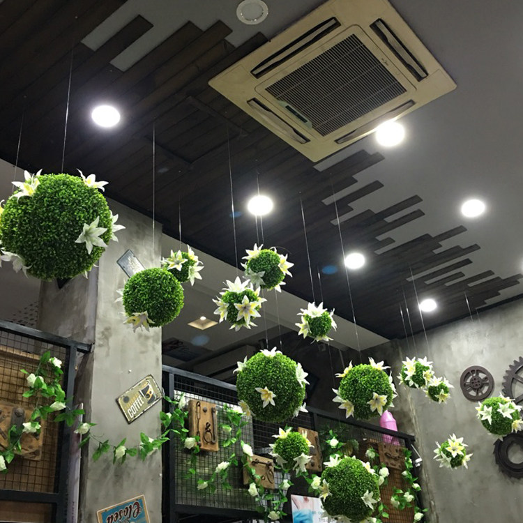 端午节天花板屋顶挂饰店铺创意空中装饰仿真百合花草球吊饰挂件