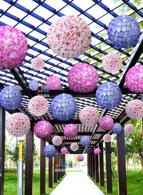 仿真花球装饰幼儿园珠宝店吊顶4S店展厅卖场超市户外花球吊饰挂饰