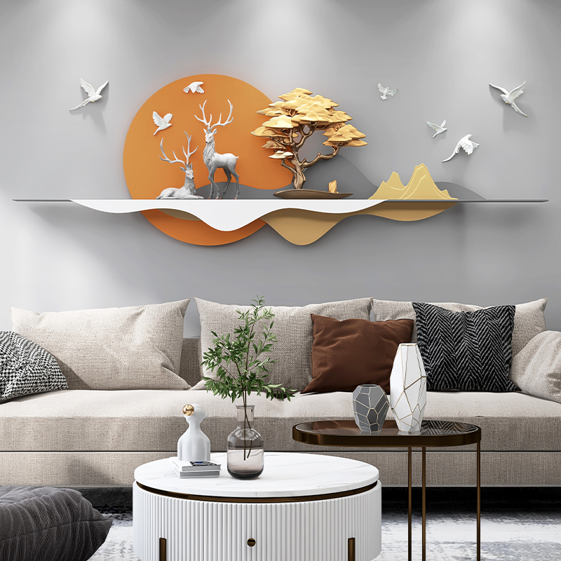 现代简约鹿客厅沙发背景墙装饰画3d立体挂画卧室床头高档大气壁画图片