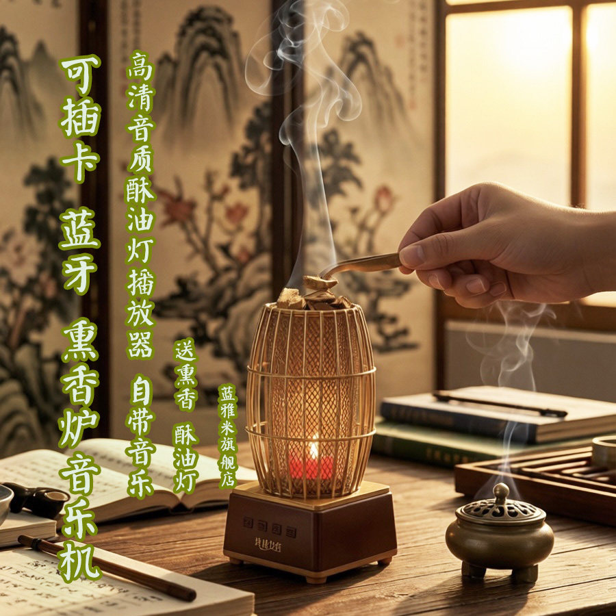 酥油灯熏香音乐机高清音质疗愈轻音乐静心冥想自然流水古琴可蓝牙