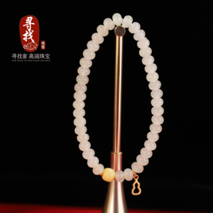 寻找家天然正品#和田玉晴水手链单圈隔珠手串#6mm搭配蜜蜡黄金!