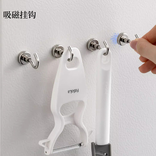 磁吸挂钩免打孔无痕冰箱入户门后钥匙钩可旋转强力磁铁粘钩圆形大号铁器超强吸力铁钩钕铁硼高强度吸铁石