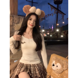 甜心拿铁 套装 长袖 格子半身裙时尚 打底T恤女 一颗甜桃yikett