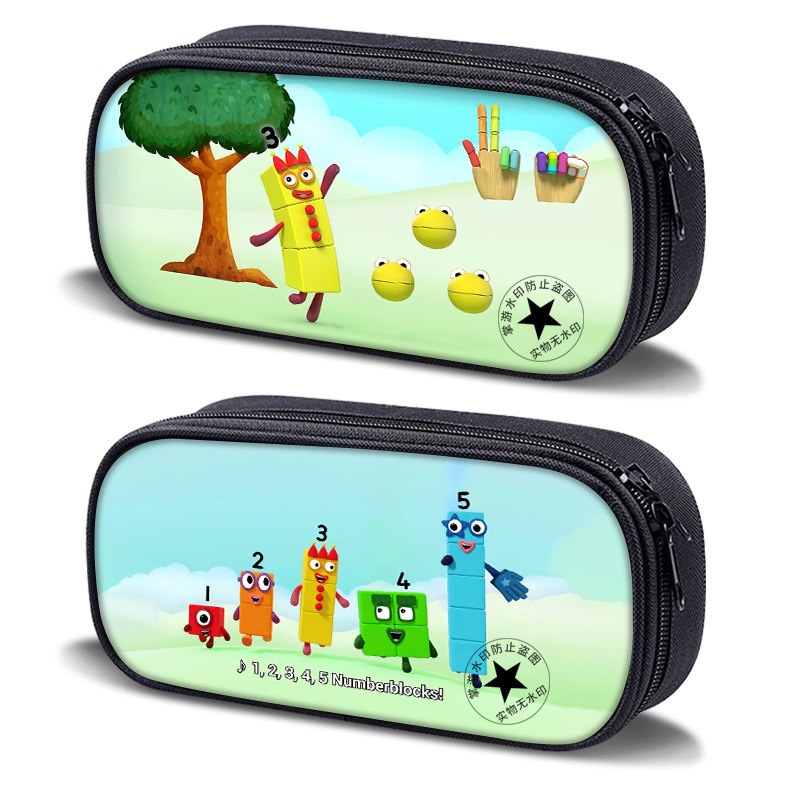 积木小人Numberblocks数字积木笔袋儿童拉链便携式大容量文具盒幼儿园启蒙数字方块铅笔袋男女同款防水帆布袋
