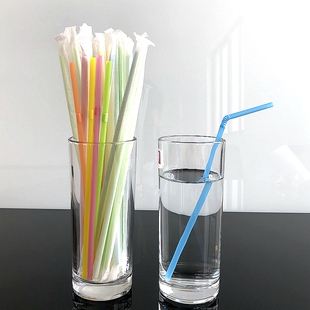 500支包邮单支独立包装一次性吸管豆浆果汁饮料弯曲吸管21*0.5cm