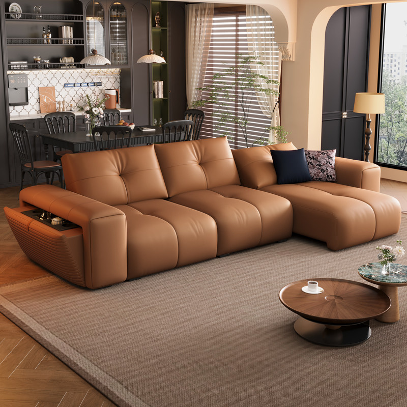 劳伦斯极简多功能电动可调节伸缩真皮沙发客厅简约现代直排沙发床