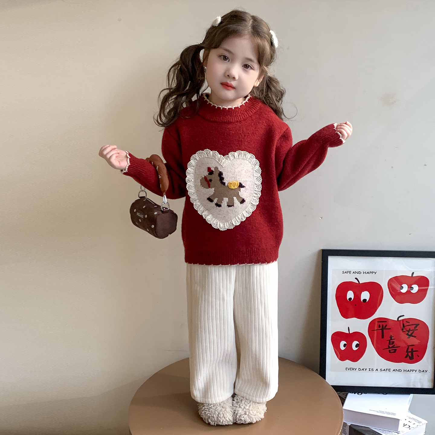 女童加绒毛衣冬装2025新款儿童