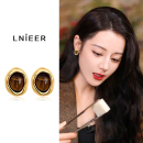 美拉德虎眼石耳钉女氛围感复古港风秋冬耳饰2025新款 高级感耳环