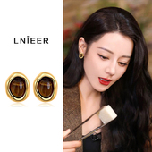 美拉德虎眼石耳钉女氛围感复古港风春夏耳饰2026新款 高级感耳环