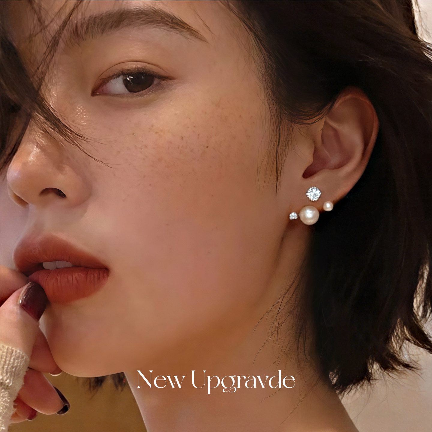 999纯银针满天星珍珠耳环女闪钻石耳钉巨好看独特耳饰气质高级感