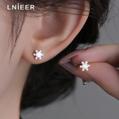 雪花耳钉女999纯银2025新款 养耳洞耳环高级小众睡觉免摘耳骨钉