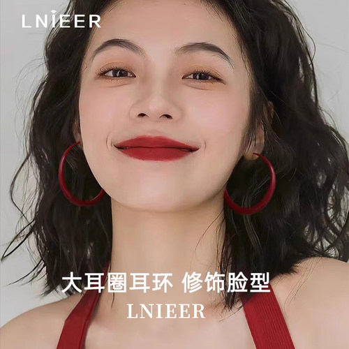 925纯银针安可拉红耳环耳圈